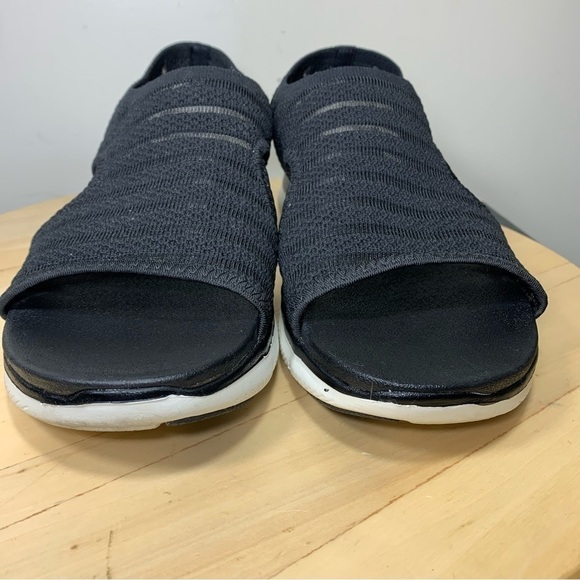 Skechers Flex Boldest Black Knit Sandals Sz 10 Stretch Slingback Comfort Foam - Picture 7 of 16